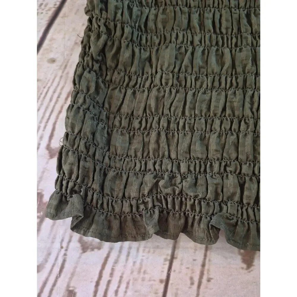 Old Navy Puff Sleeve Top Olive Green Size XL